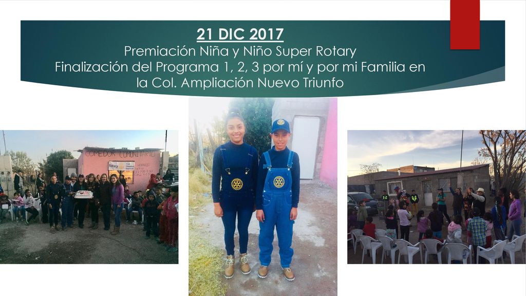 21 DIC 2017 Premiación Niña y Niño Super Rotary Finalización del Programa 1, 2, 3 por mí y por mi Familia en la Col.