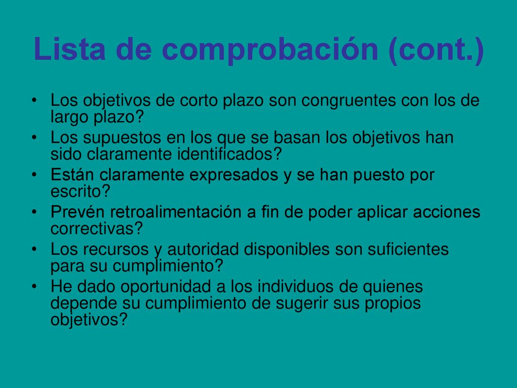 Lista de comprobación (cont.)