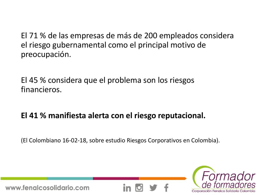 El 45 % considera que el problema son los riesgos financieros.