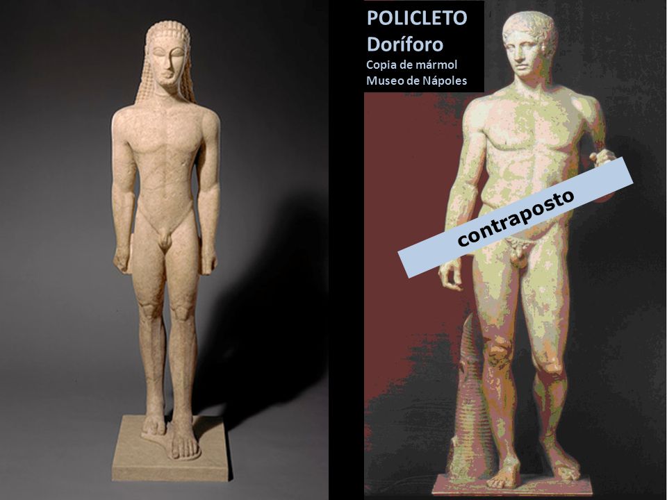 POLICLETO Doríforo Copia de mármol Museo de Nápoles contraposto