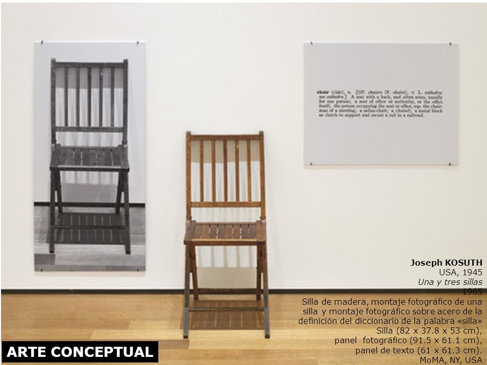 ARTE CONCEPTUAL Joseph KOSUTH USA, 1945 Una y tres sillas 1965