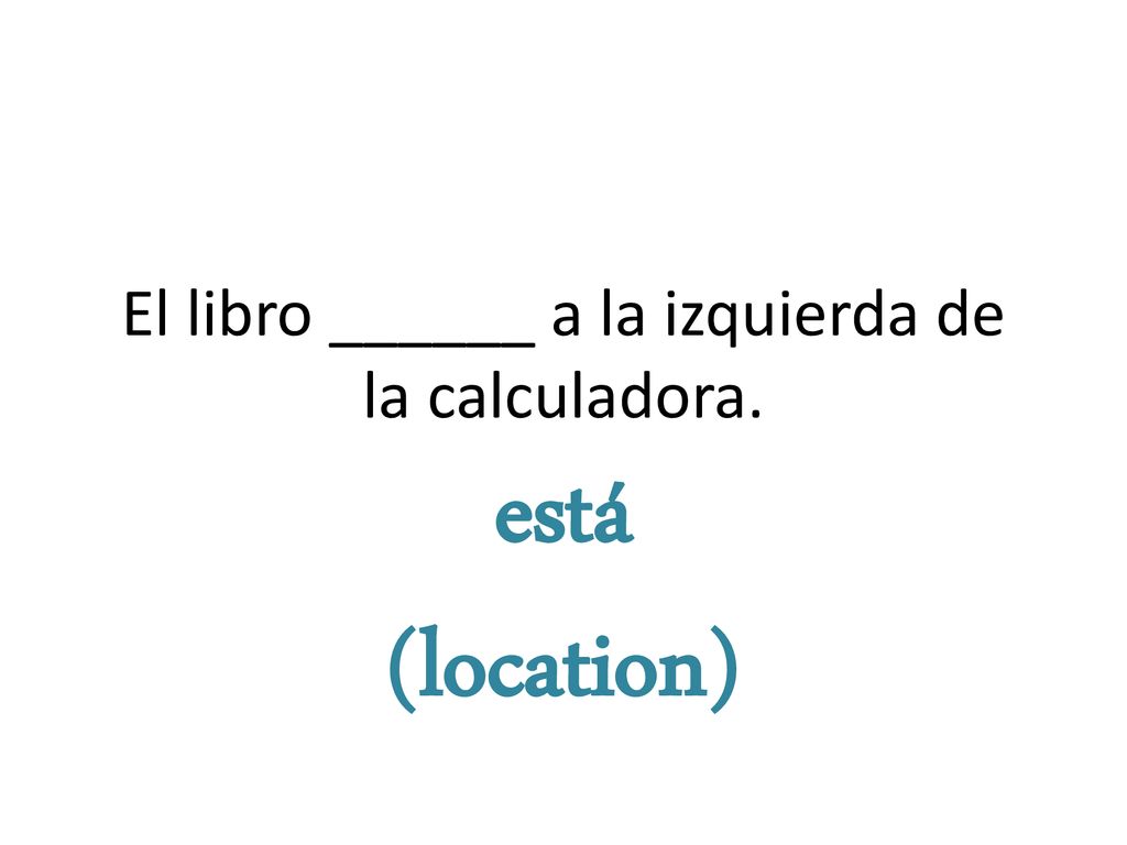 El libro ______ a la izquierda de la calculadora.
