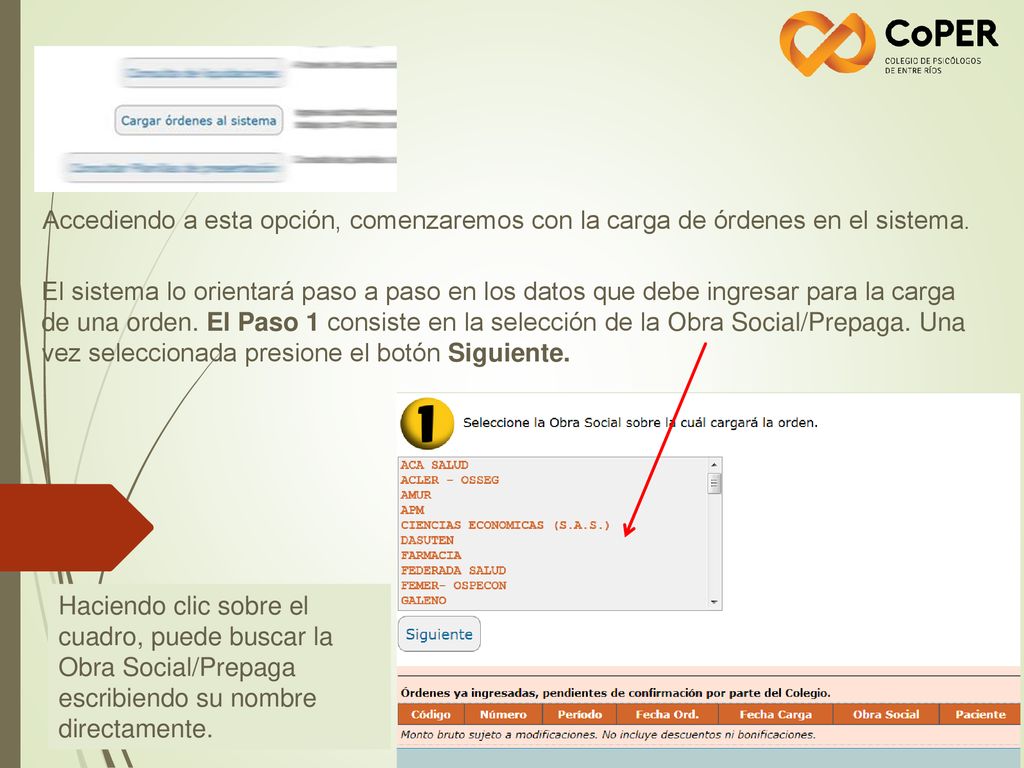 Accediendo a esta opción, comenzaremos con la carga de órdenes en el sistema.