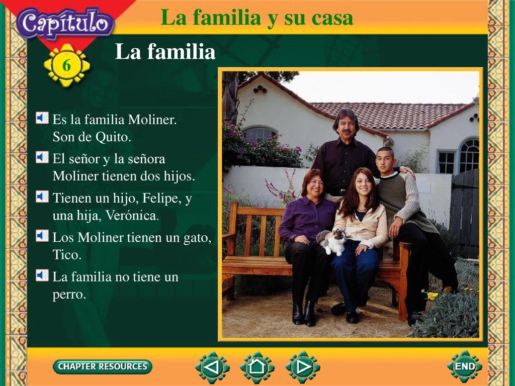 La familia y su casa La familia 6 Es la familia Moliner. Son de Quito.