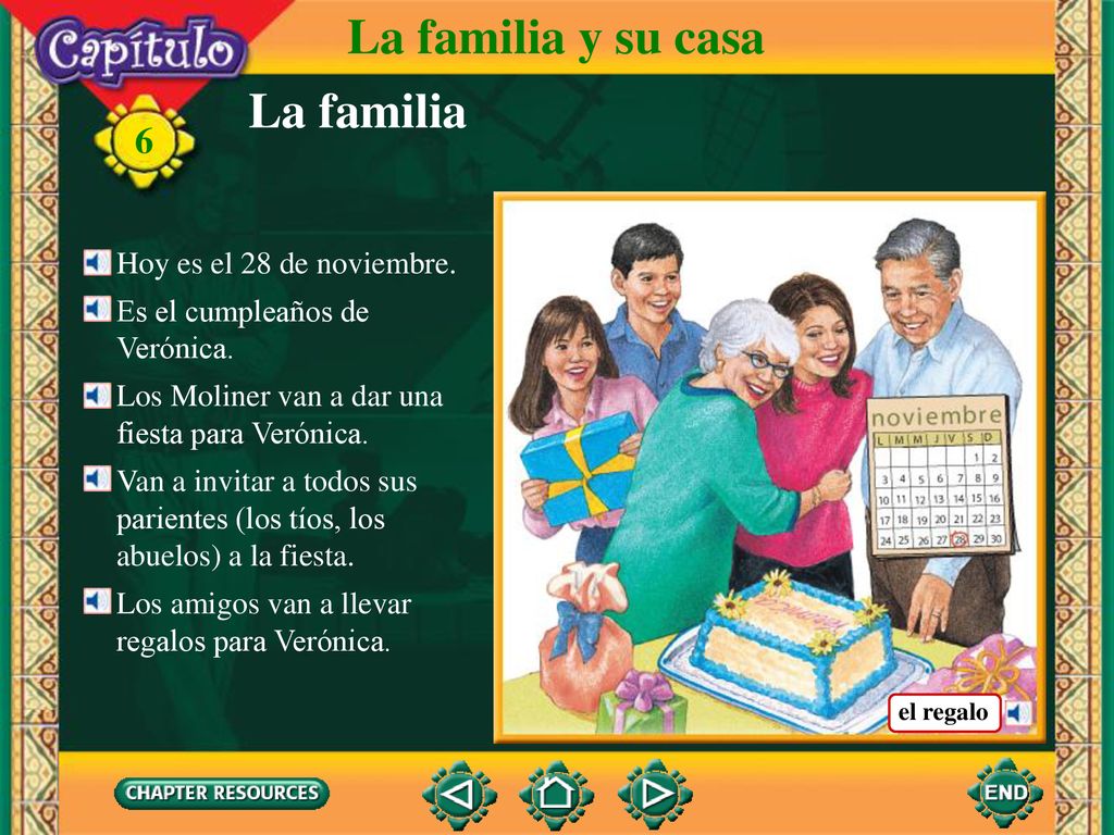 La familia y su casa La familia 6 Hoy es el 28 de noviembre.