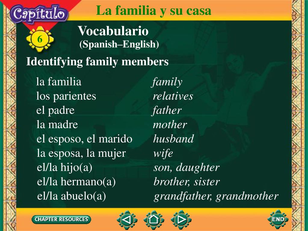 La familia y su casa Vocabulario Identifying family members la familia