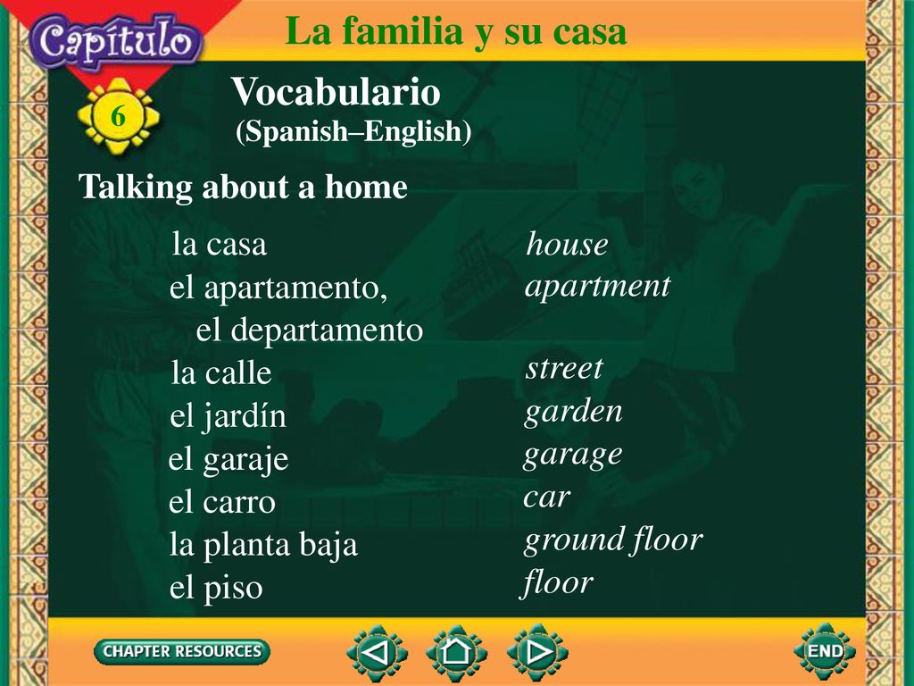 La familia y su casa Vocabulario Talking about a home la casa house