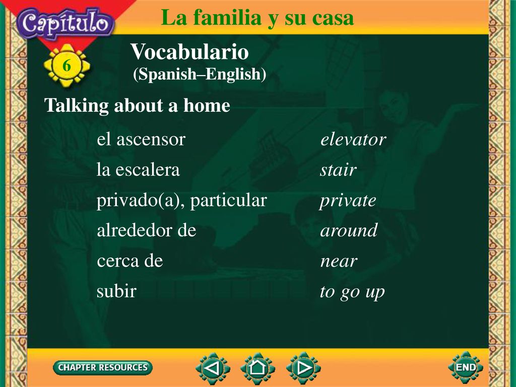 La familia y su casa Vocabulario Talking about a home el ascensor