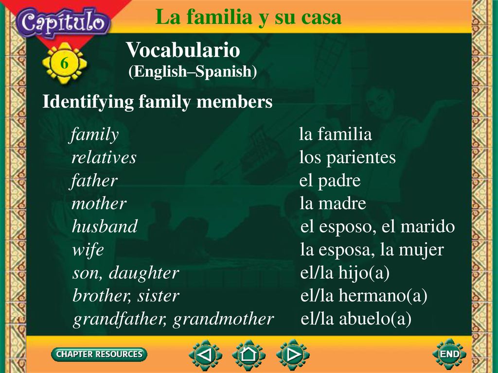 La familia y su casa Vocabulario Identifying family members family