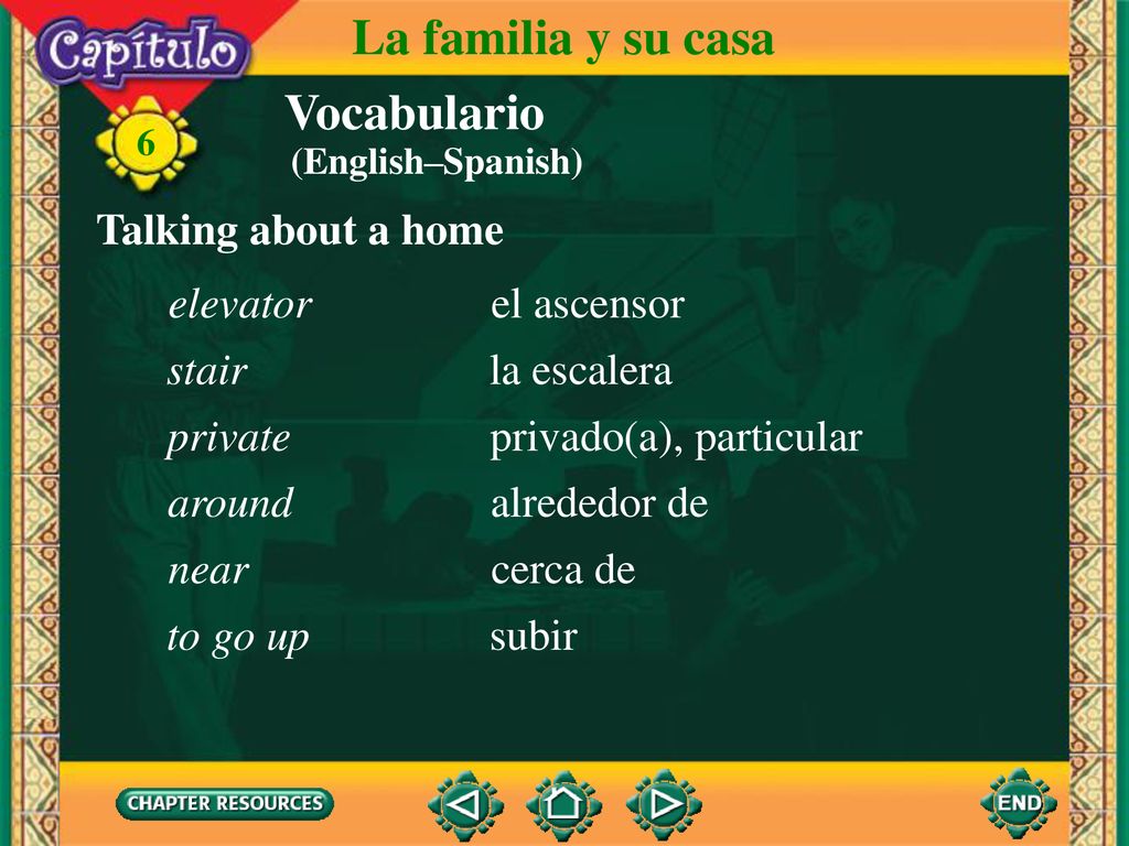 La familia y su casa Vocabulario Talking about a home elevator