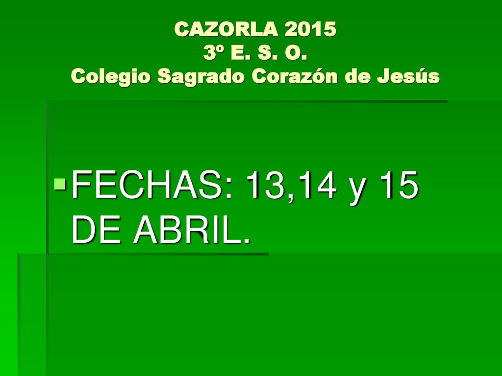 CAZORLA º E. S. O. Colegio Sagrado Corazón de Jesús