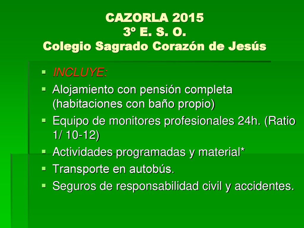 CAZORLA º E. S. O. Colegio Sagrado Corazón de Jesús