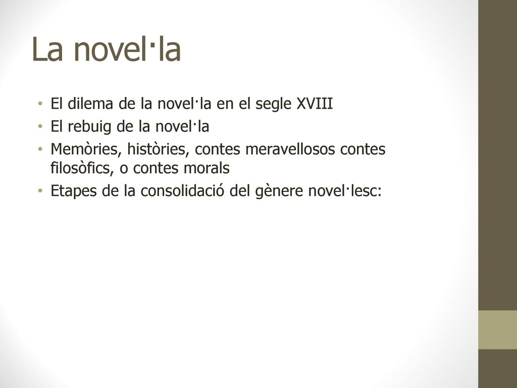 La novel·la El dilema de la novel·la en el segle XVIII