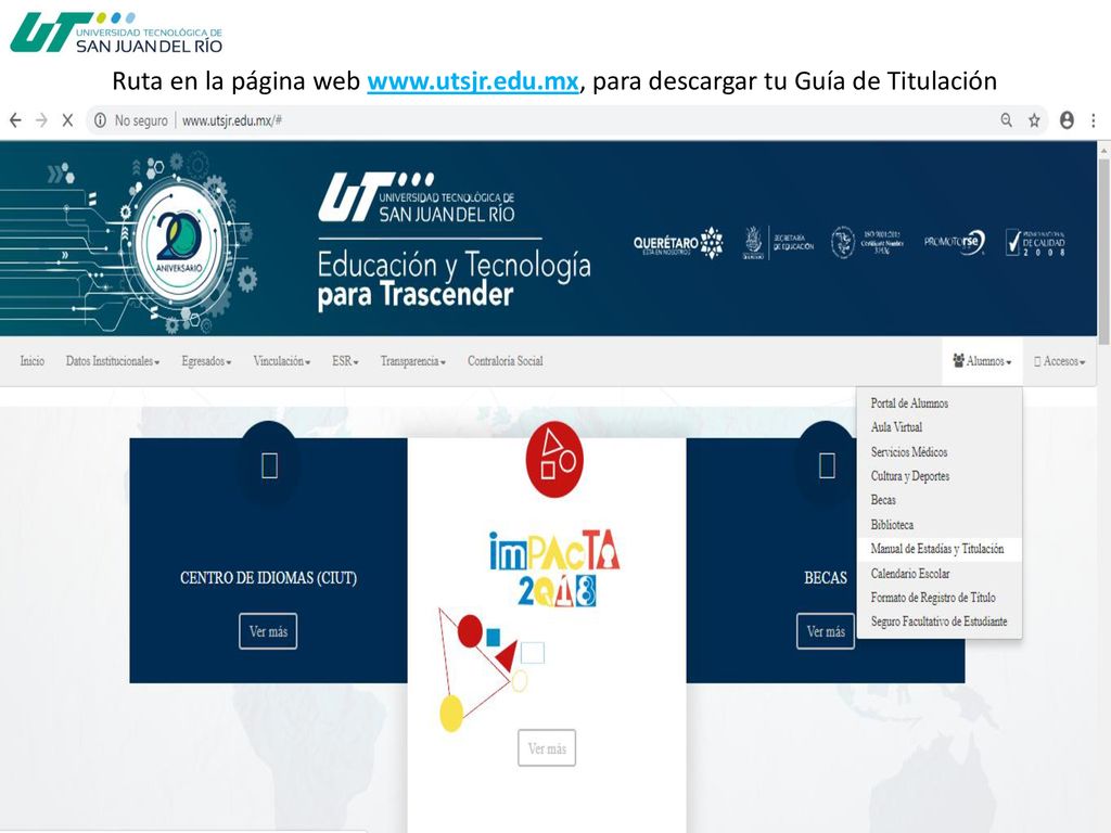 Ruta en la página web   para descargar tu Guía de Titulación