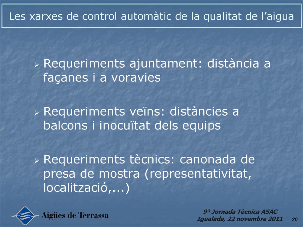 Les xarxes de control automàtic de la qualitat de l’aigua