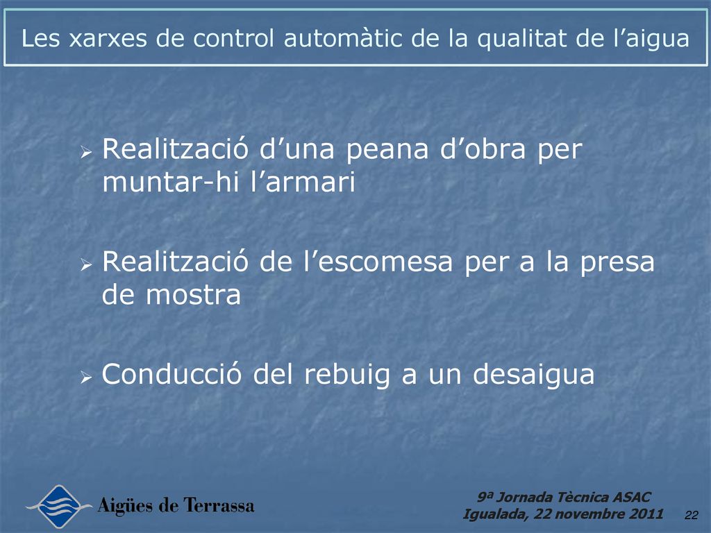 Les xarxes de control automàtic de la qualitat de l’aigua