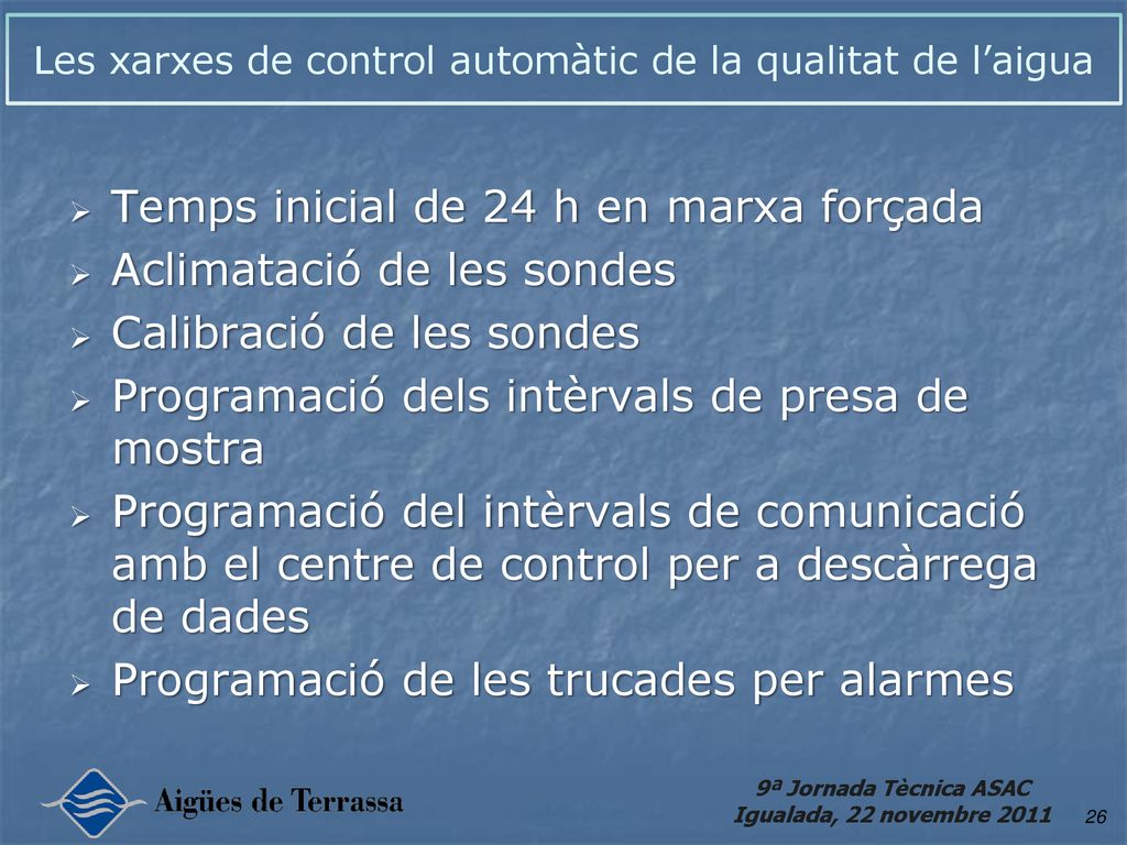 Les xarxes de control automàtic de la qualitat de l’aigua