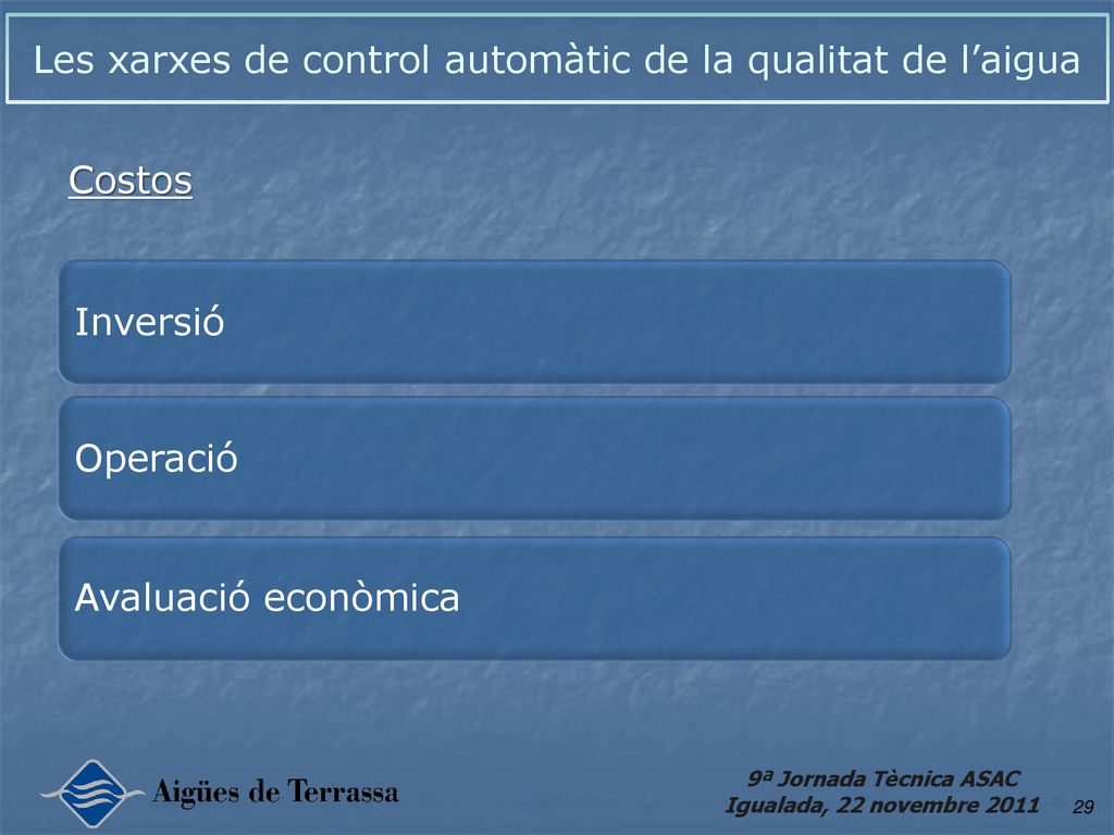 Les xarxes de control automàtic de la qualitat de l’aigua