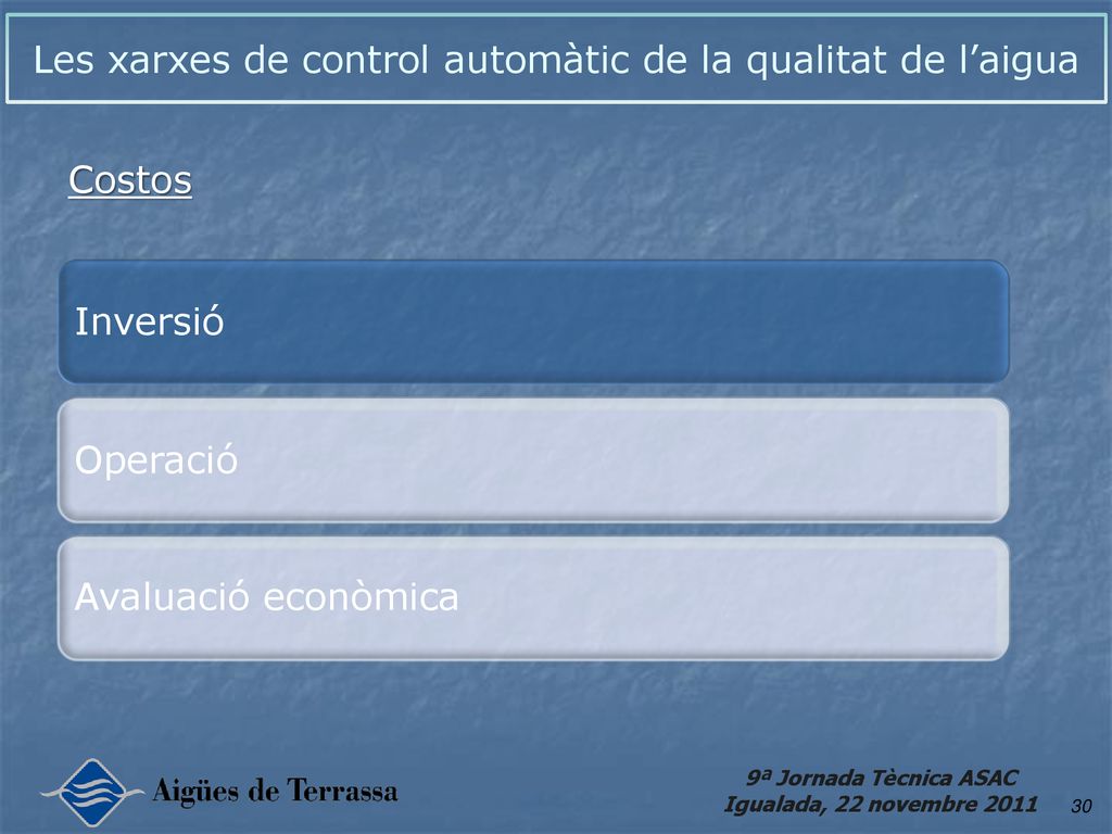 Les xarxes de control automàtic de la qualitat de l’aigua