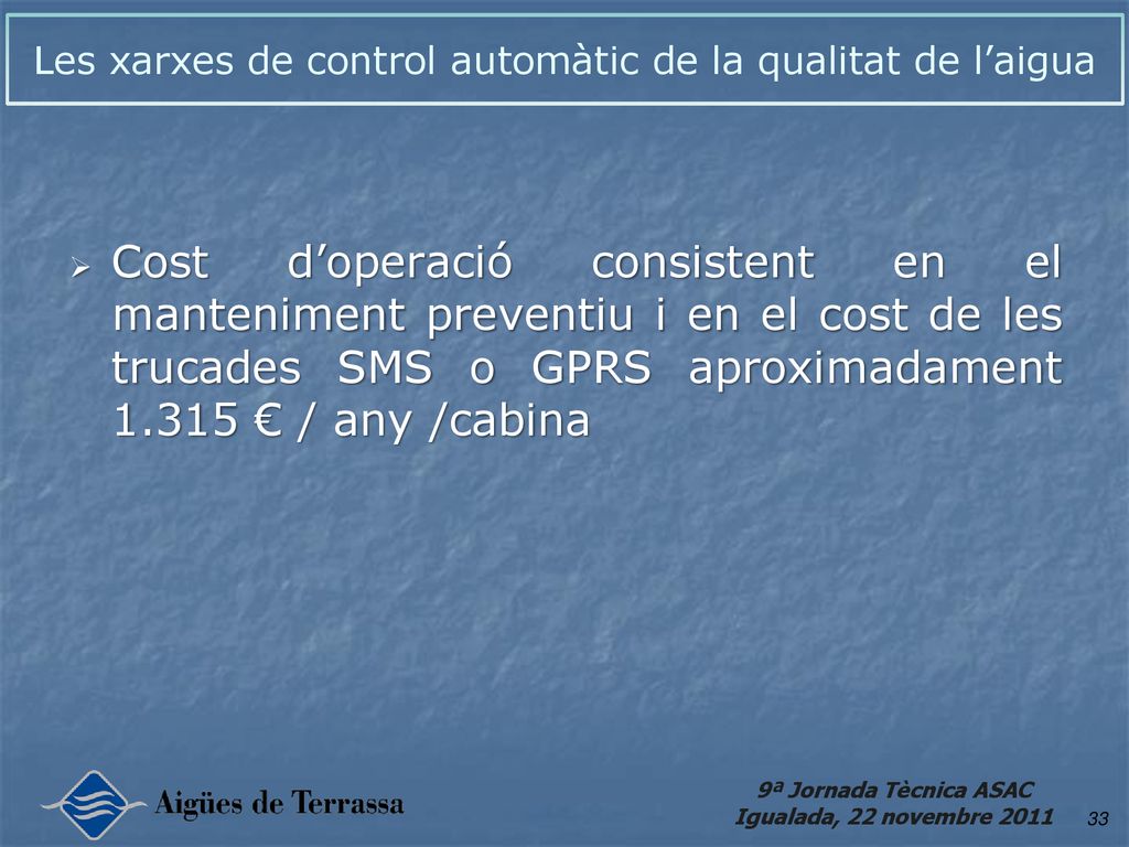 Les xarxes de control automàtic de la qualitat de l’aigua