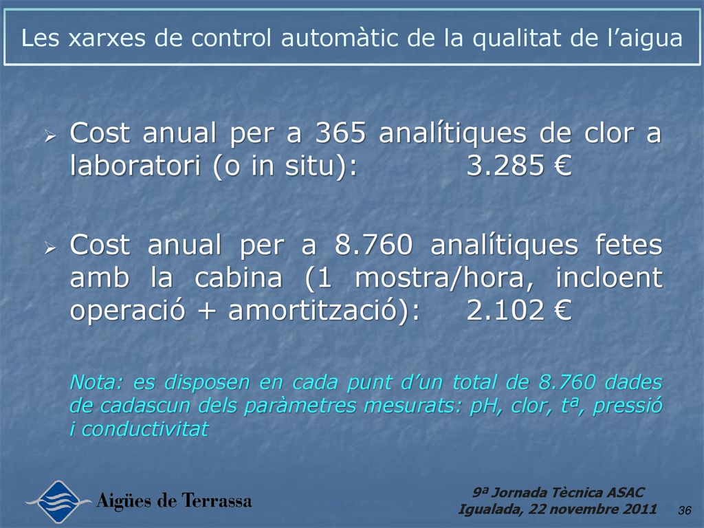 Les xarxes de control automàtic de la qualitat de l’aigua