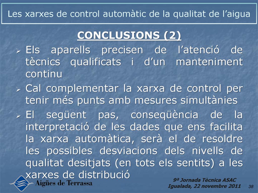 Les xarxes de control automàtic de la qualitat de l’aigua