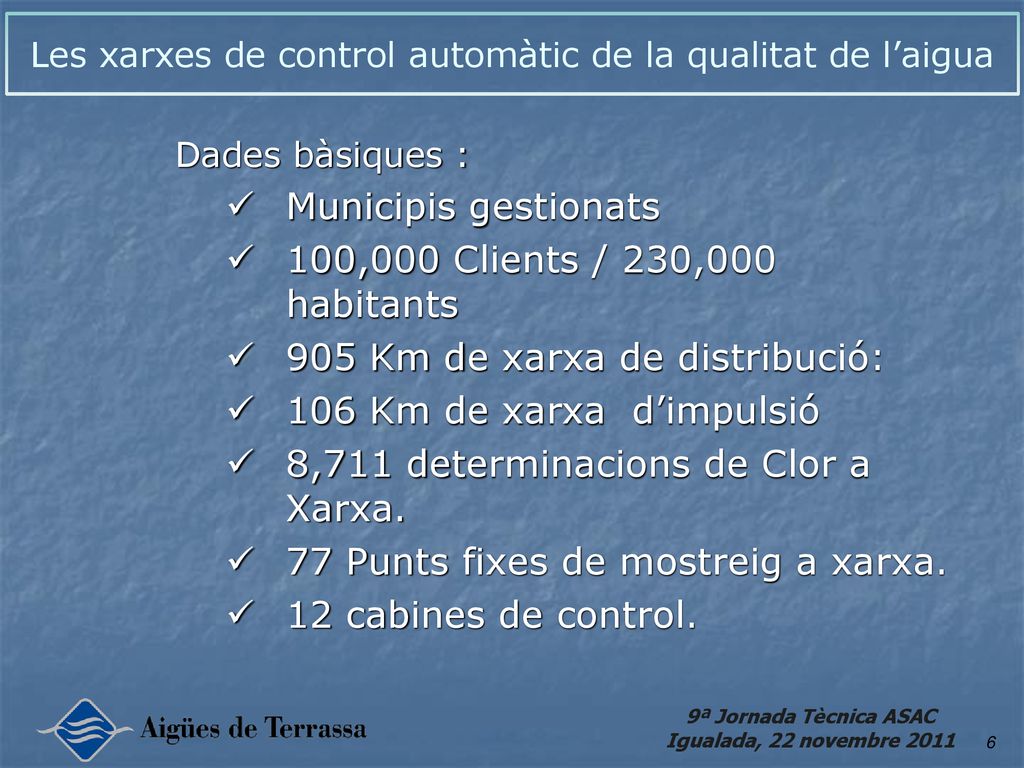 Les xarxes de control automàtic de la qualitat de l’aigua
