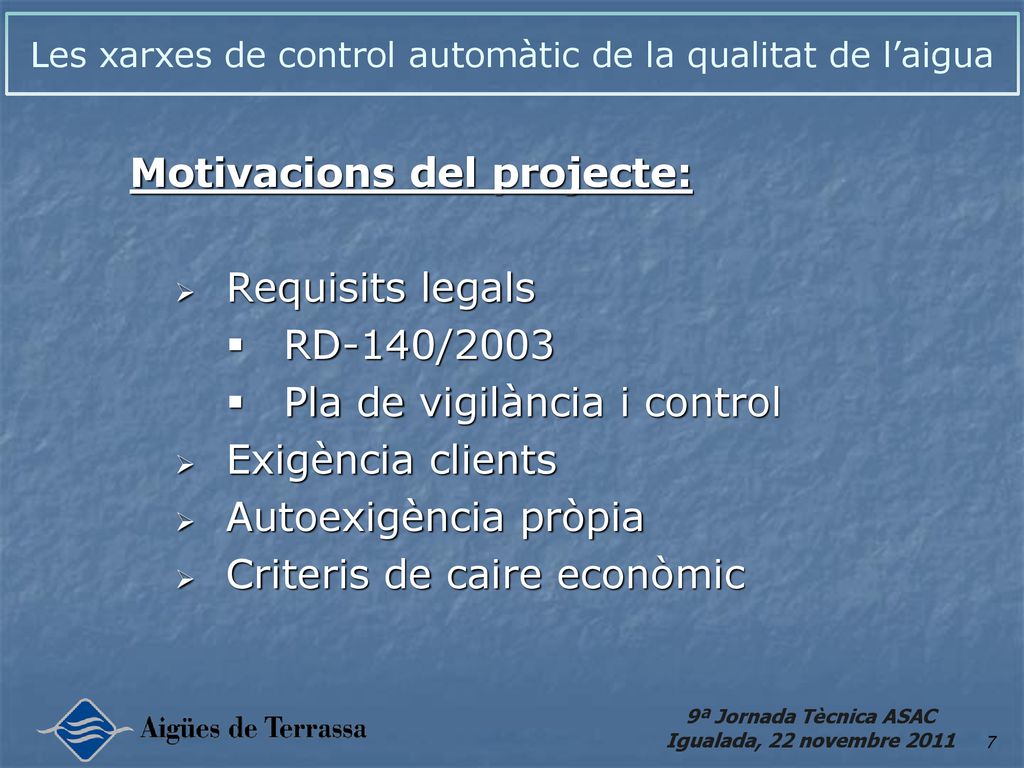 Les xarxes de control automàtic de la qualitat de l’aigua