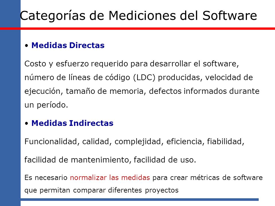 Categorías de Mediciones del Software