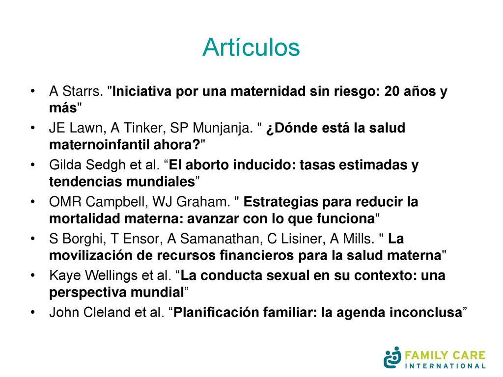 Artículos A Starrs. Iniciativa por una maternidad sin riesgo: 20 años y más