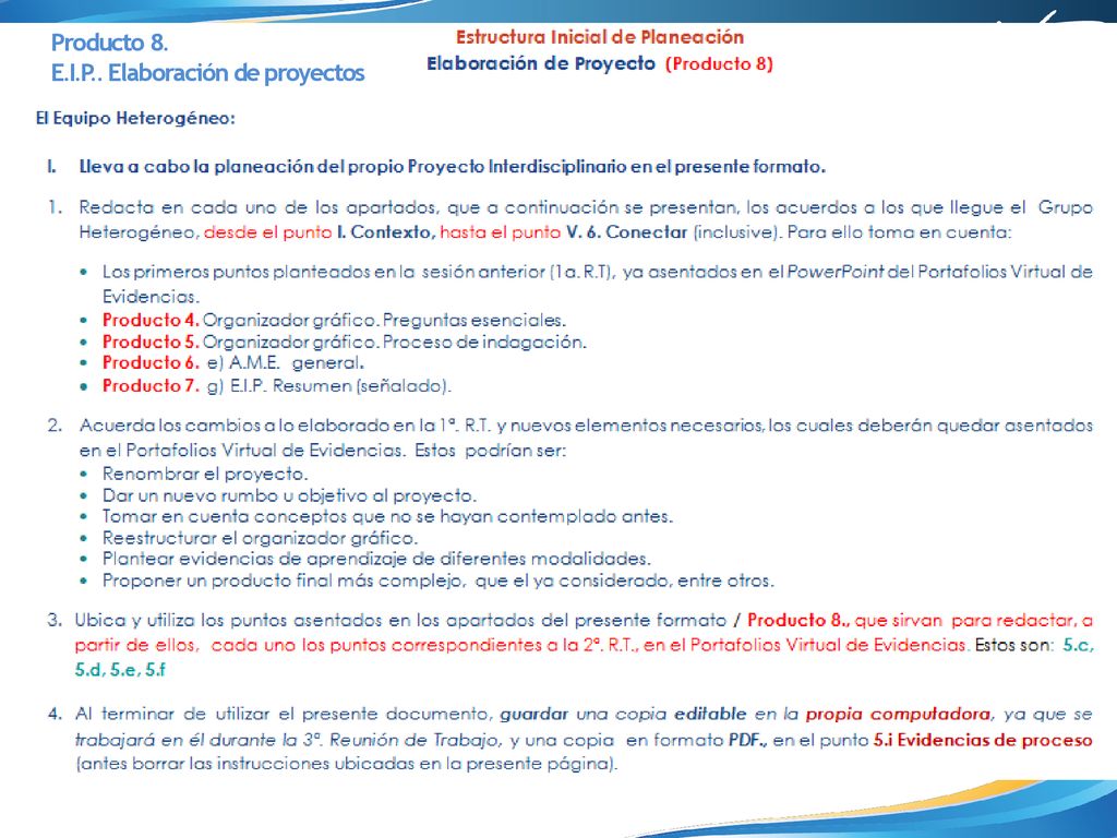 Producto 8. E.I.P.. Elaboración de proyectos