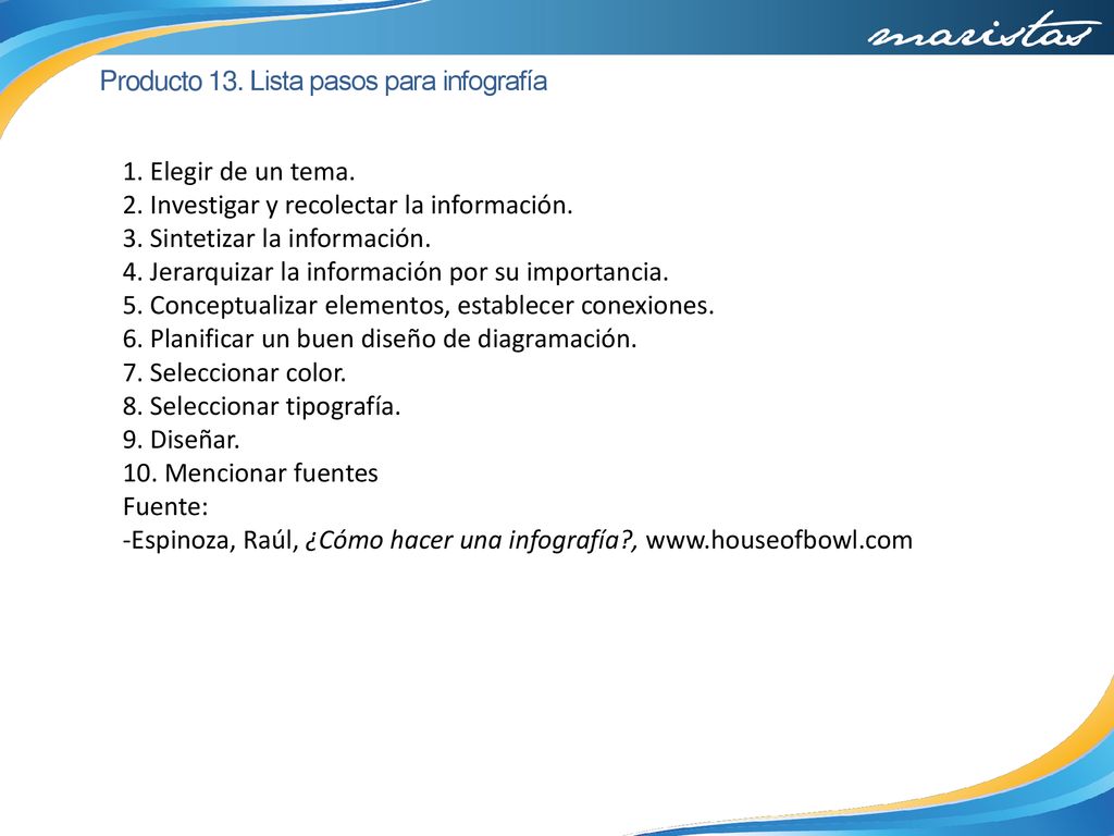 Producto 13. Lista pasos para infografía