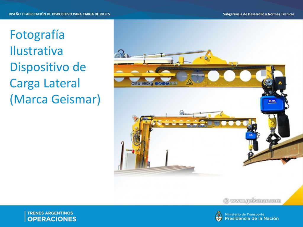 Fotografía Ilustrativa Dispositivo de Carga Lateral (Marca Geismar)