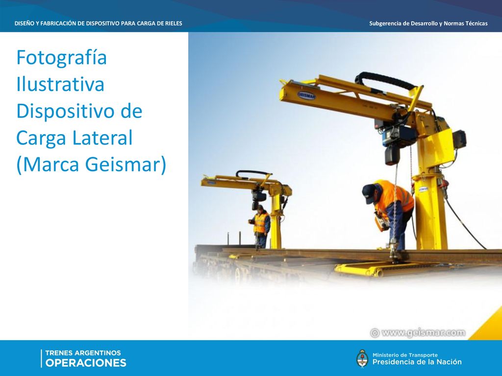 Fotografía Ilustrativa Dispositivo de Carga Lateral (Marca Geismar)