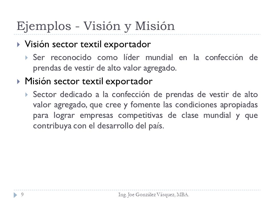 SESIÓN 2: Formulación y Planeamiento VISIÓN – MISIÓN – VALORES Y CÓDIGO DE  ÉTICA Ing. Joe González Vásquez, MBA. - ppt descargar
