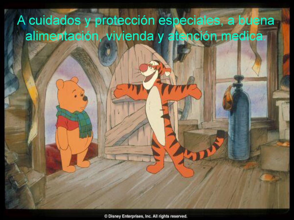 A cuidados y protección especiales, a buena alimentación, vivienda y atención medica.