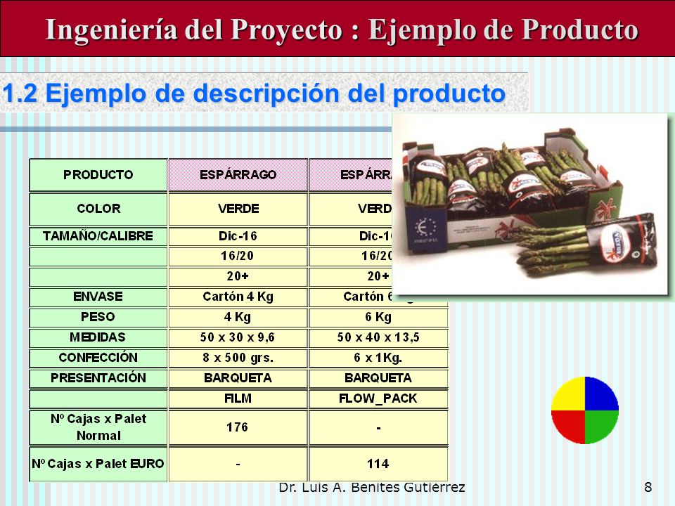 Ingeniería del Proyecto : Ejemplo de Producto