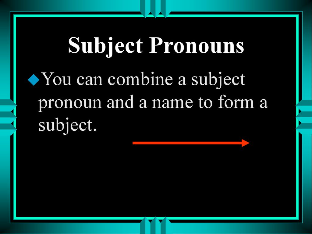 Subject Pronouns You can combine a subject pronoun and a name to form a subject.