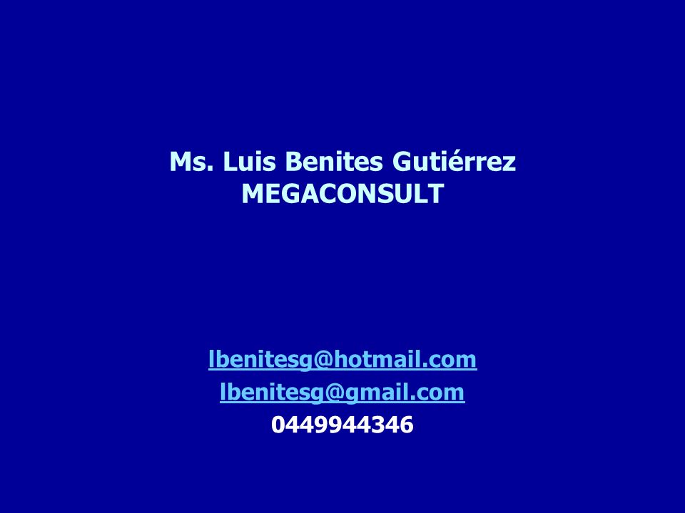 Ms. Luis Benites Gutiérrez MEGACONSULT