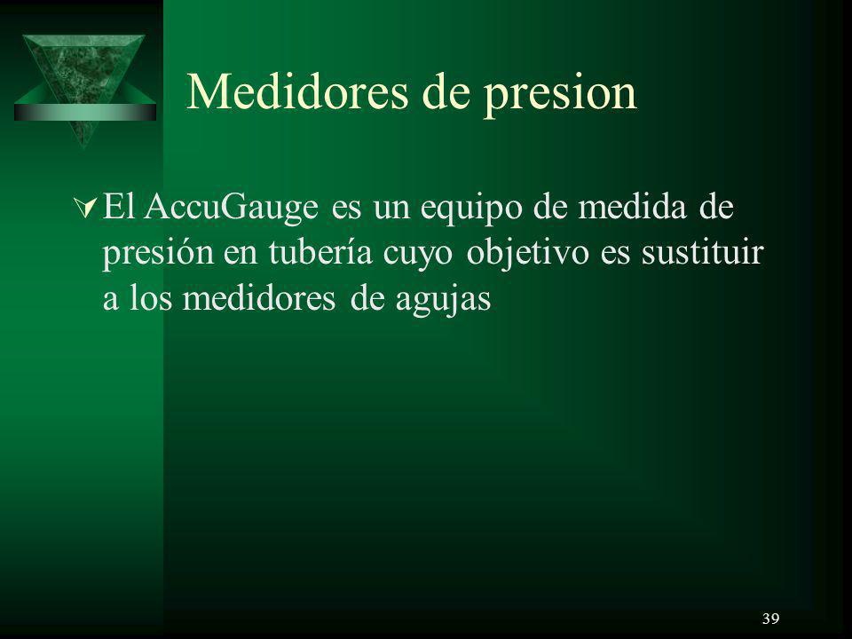 Medidores de presion El AccuGauge es un equipo de medida de presión en tubería cuyo objetivo es sustituir a los medidores de agujas.