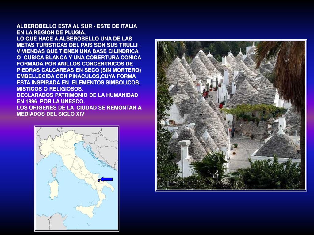 ALBEROBELLO ESTA AL SUR - ESTE DE ITALIA EN LA REGION DE PLUGIA
