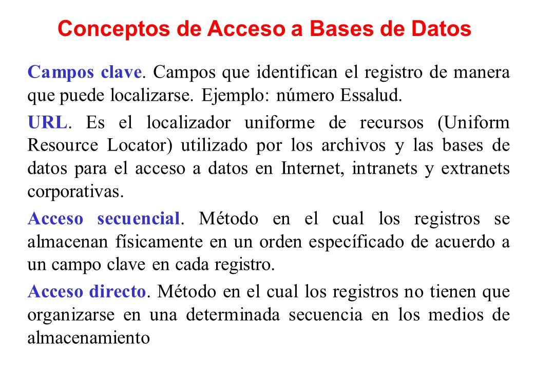 Conceptos de Acceso a Bases de Datos
