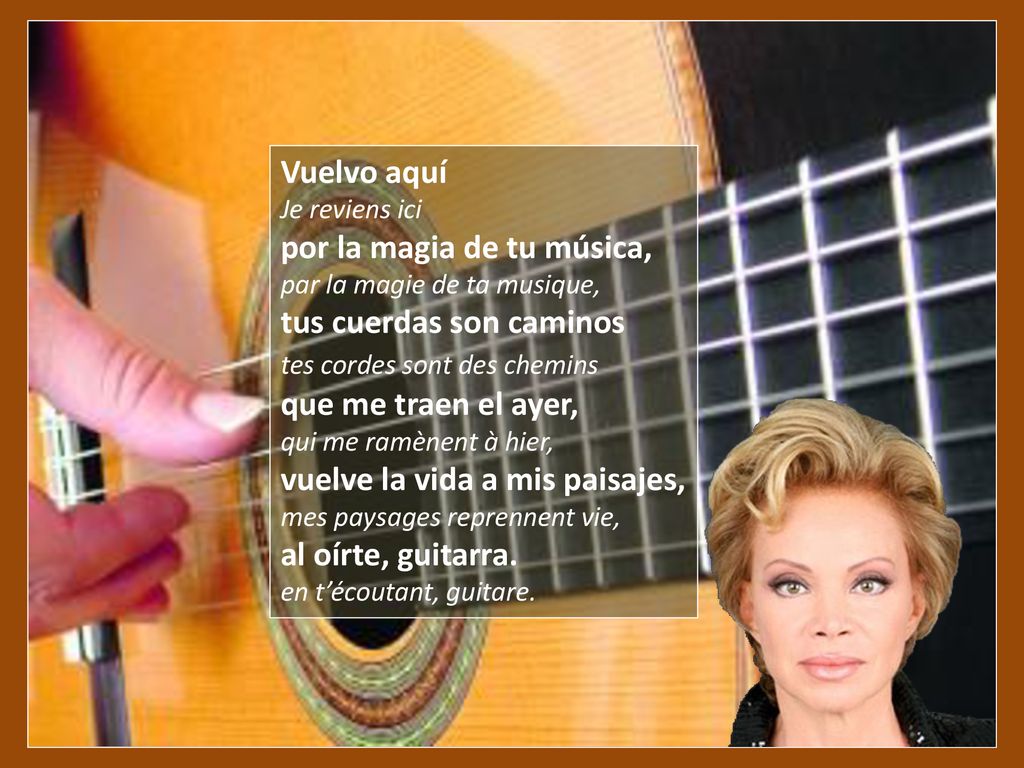 Vuelvo aquí Je reviens ici por la magia de tu música,
