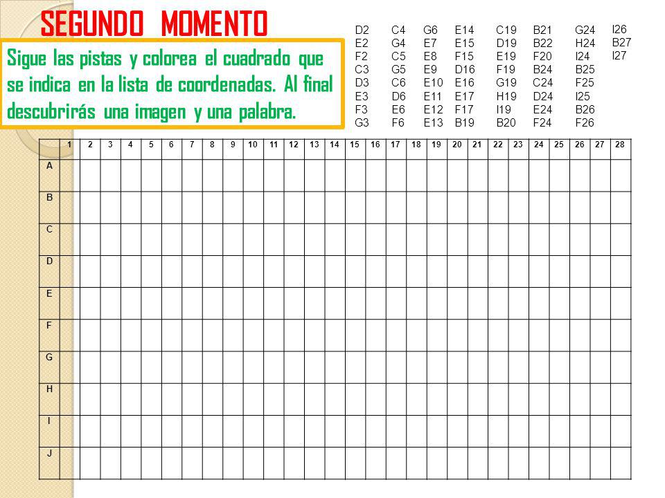SEGUNDO MOMENTO D2. E2. F2. C3. D3. E3. F3. G3. C4. G4. C5. G5. C6. D6. E6. F6. G6.