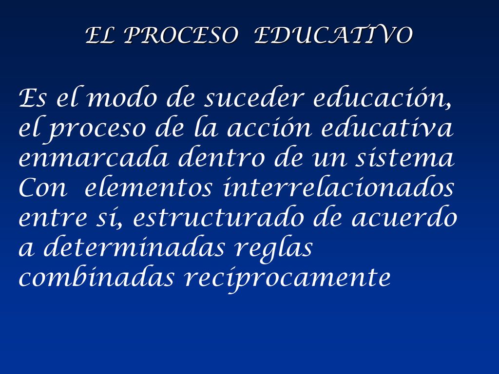 Es el modo de suceder educación, el proceso de la acción educativa