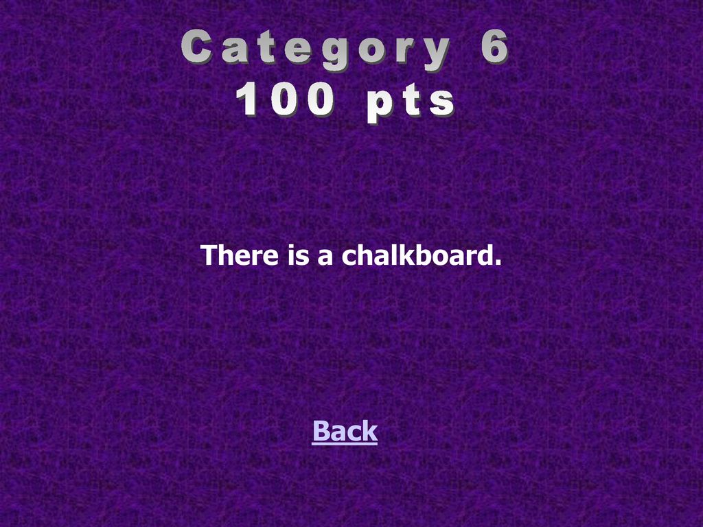 Category pts There is a chalkboard. Back