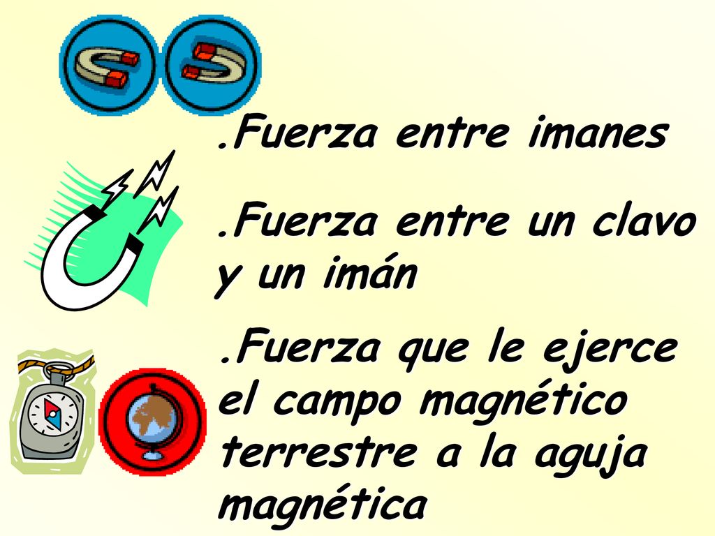 .Fuerza entre imanes .Fuerza entre un clavo y un imán.