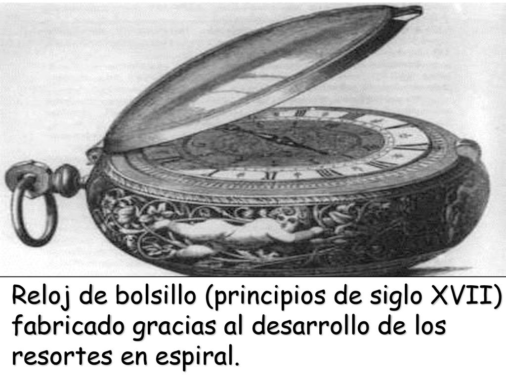 Reloj de bolsillo (principios de siglo XVII) fabricado gracias al desarrollo de los resortes en espiral.