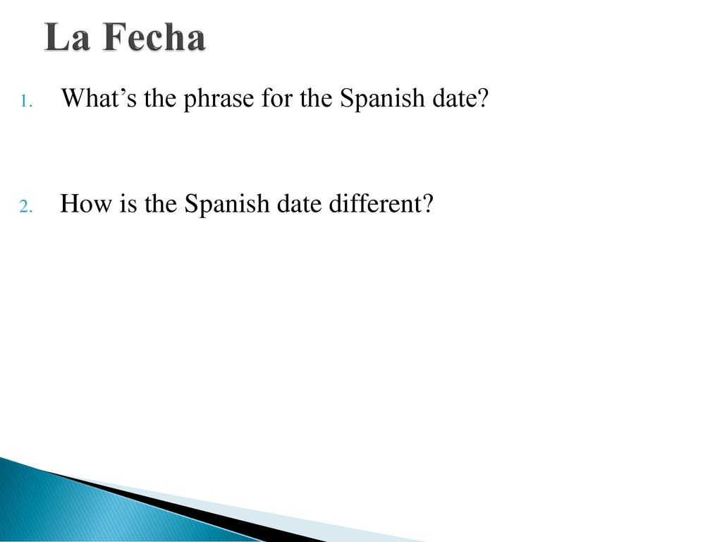 La Fecha What’s the phrase for the Spanish date