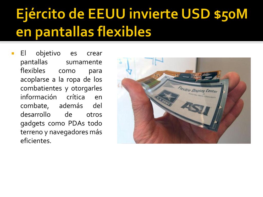 Ejército de EEUU invierte USD $50M en pantallas flexibles